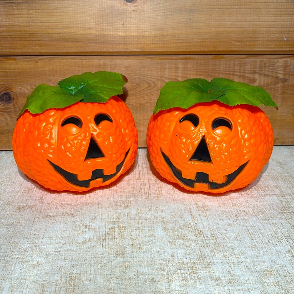 2 Vintage 1970's Halloween Pumpkin Blow Molds (only)